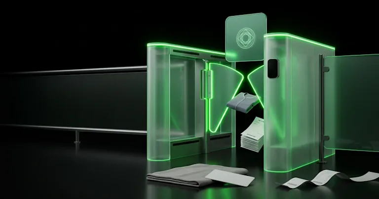 Glowing green gates scan clothes and receipts for e-commerce returns: tightening policies without losing