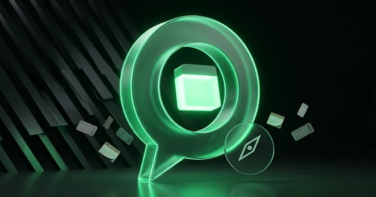 Glowing green 3D speech bubble and calendars depict AI Shopping Assistant: The Cost of Vague Delivery