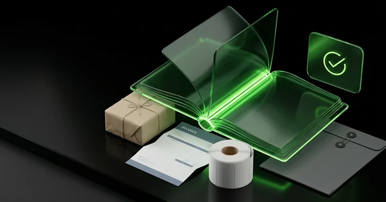 Products on a green glowing conveyor belt with process icons, reflecting Generative Engine Optimization for E-commerce AI