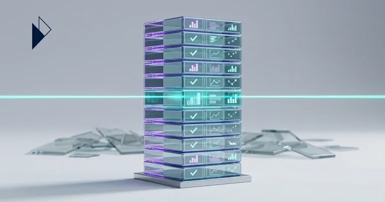 Teal light hits stacked glass blocks for Ecommerce Compute Gap: Why LLMs Skip Live Search for Brands.