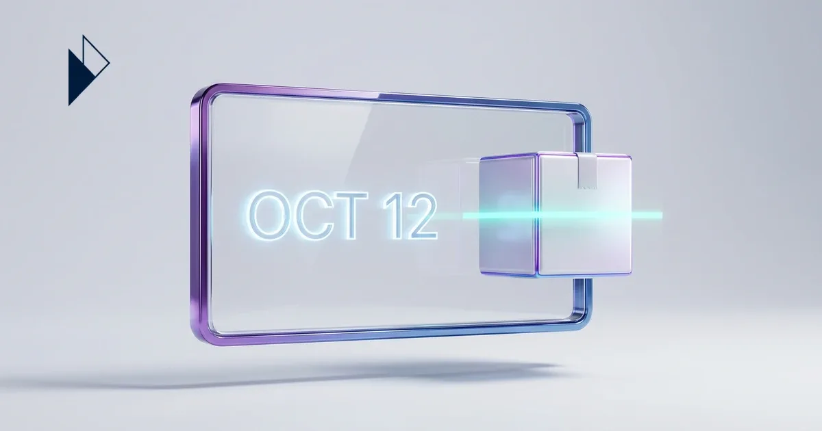 A purple glass frame holds OCT 12 and a floating box for Ecommerce EDD Accuracy: Stop Lying About Delivery Dates.