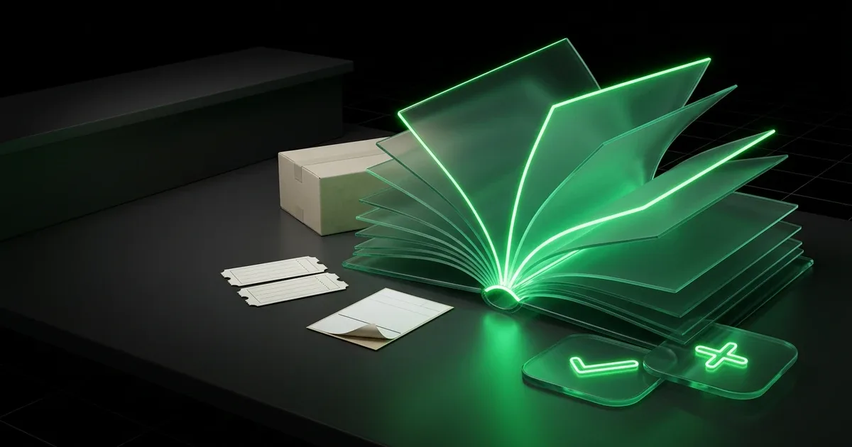 A glowing green neon book rests beside a parcel for Customer Retention: Monetizing Tracking Pages