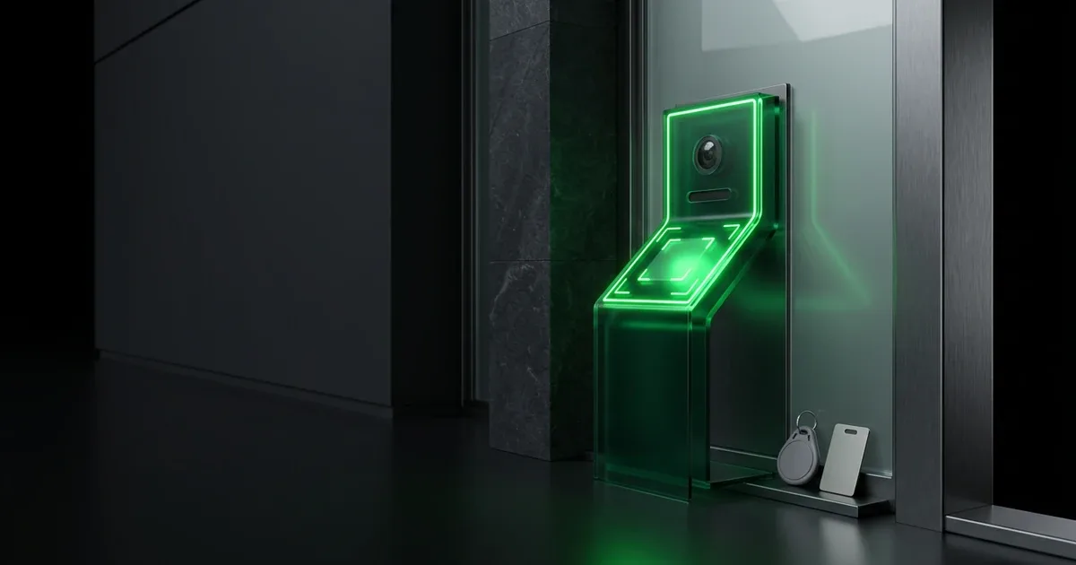 Glowing green scanner for AI Search Optimization: Fixing Urban Delivery Drop Rates beside modern access