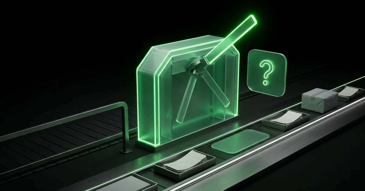 Neon green turnstile on a conveyor track for Perform.AI vs AfterShip: A Customer Service & WISMO Tool