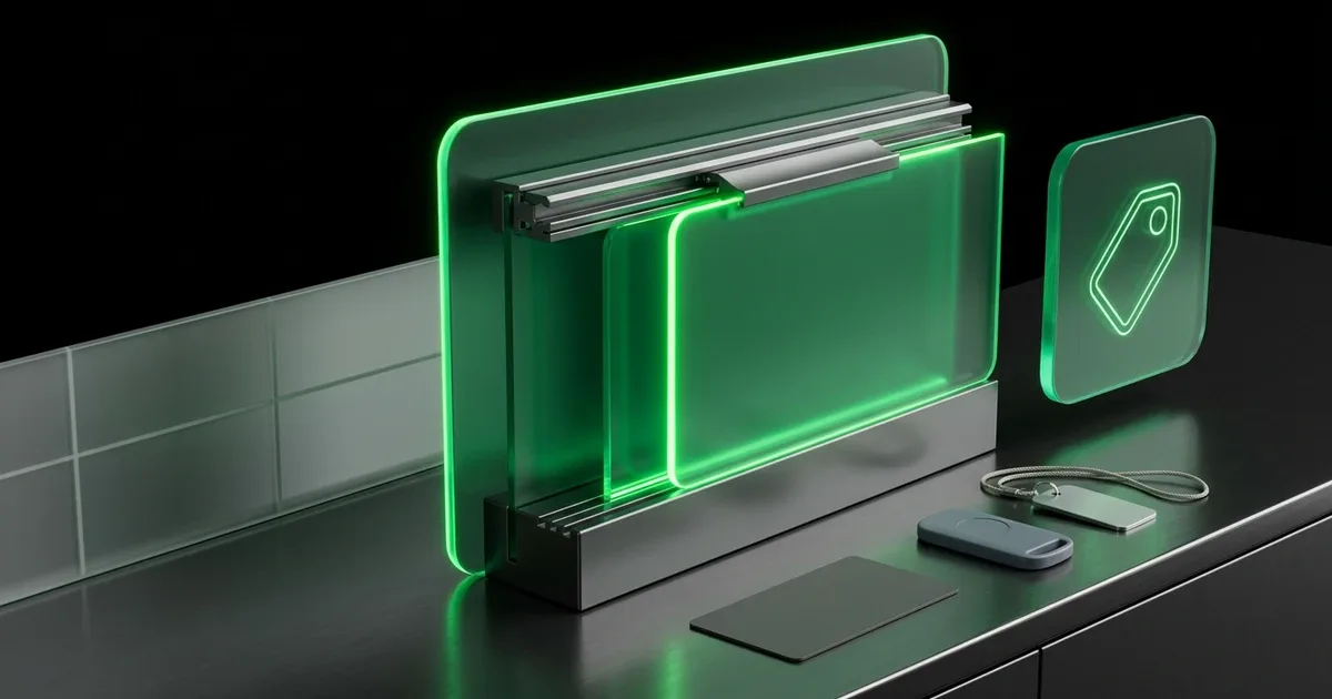 Green glowing glass panels with price tag icon for Perform.AI vs AfterShip: A Guide to Post Purchase Upsell