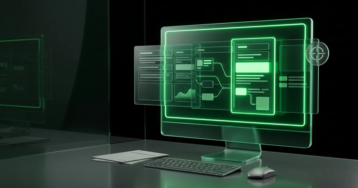 A computer displays Perform.AI vs SE Ranking (SE Visible): AI Search Visibility with glowing green holographic