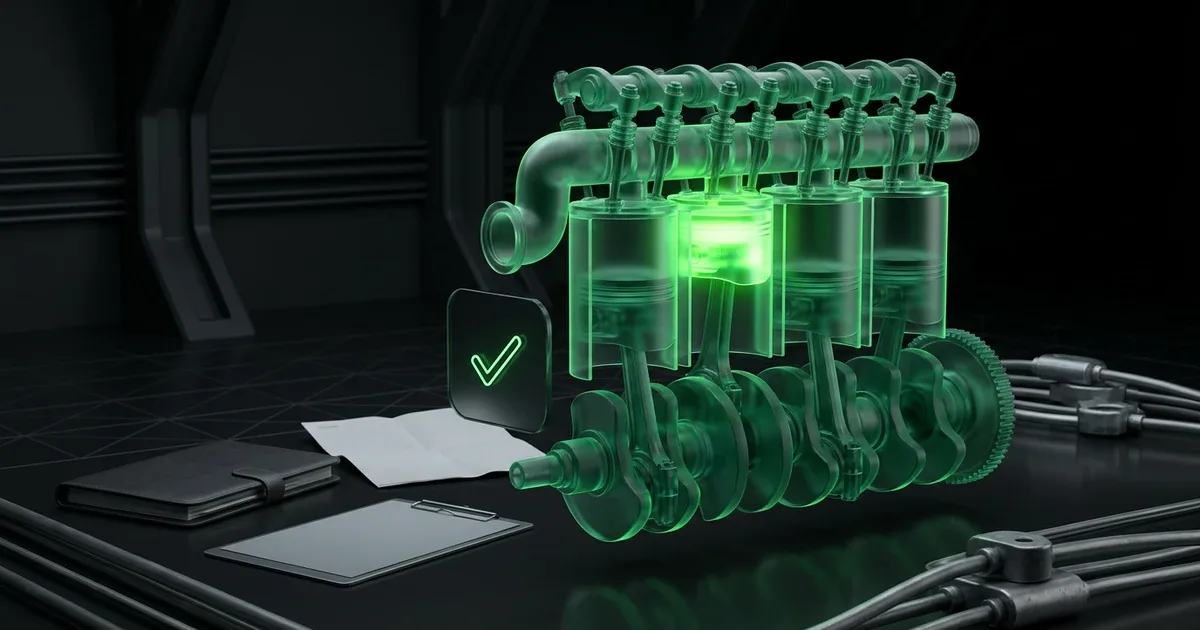A glowing green engine beside a checkmark icon for Perform.AI vs. Shipium: A Carrier Selection & Rate Shopping