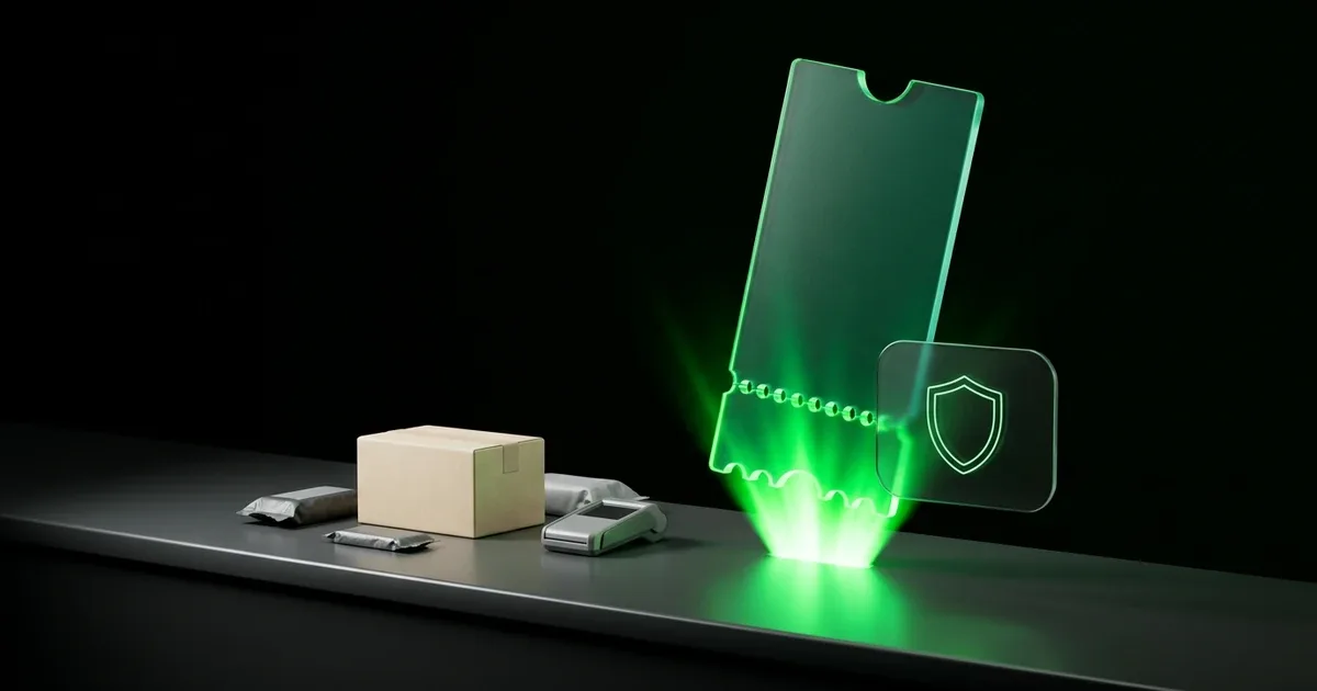 Packages sit by a glowing green ticket for Post-Purchase Email: Where Shoppers Notice