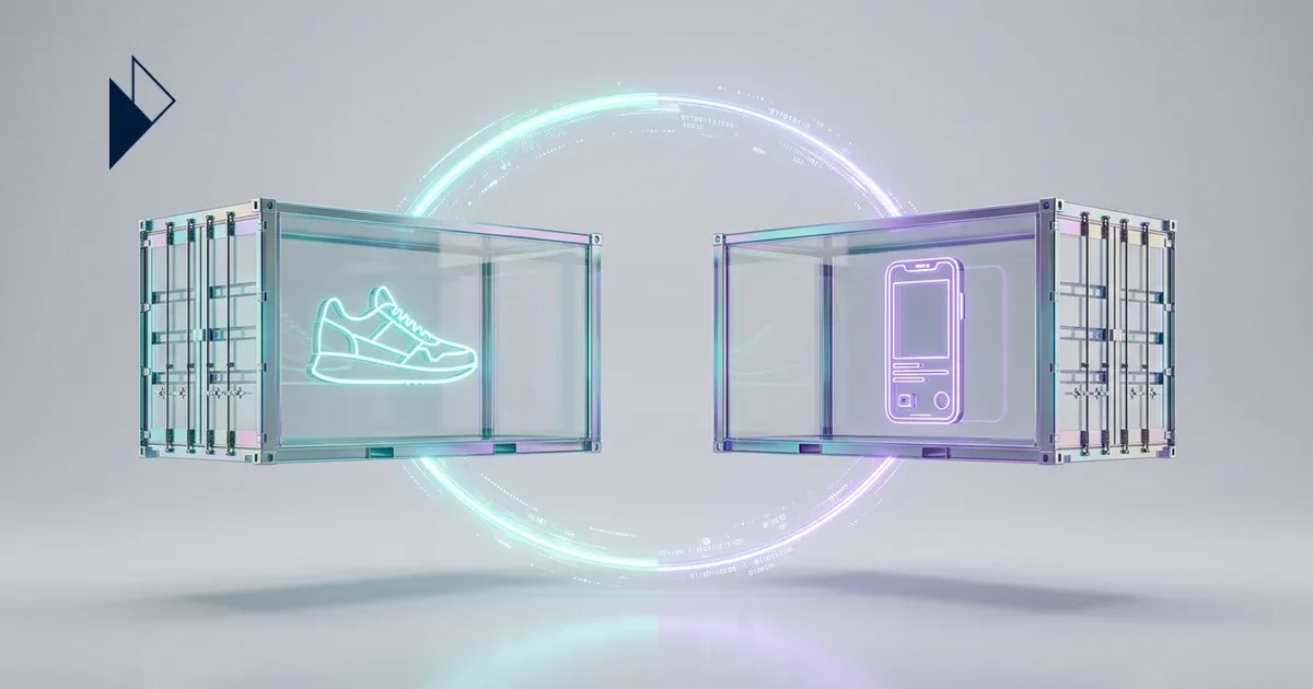 Neon sneaker and phone in glass containers for E-Commerce Recommerce & P2P Returns: Reverse Logistics Strategy.