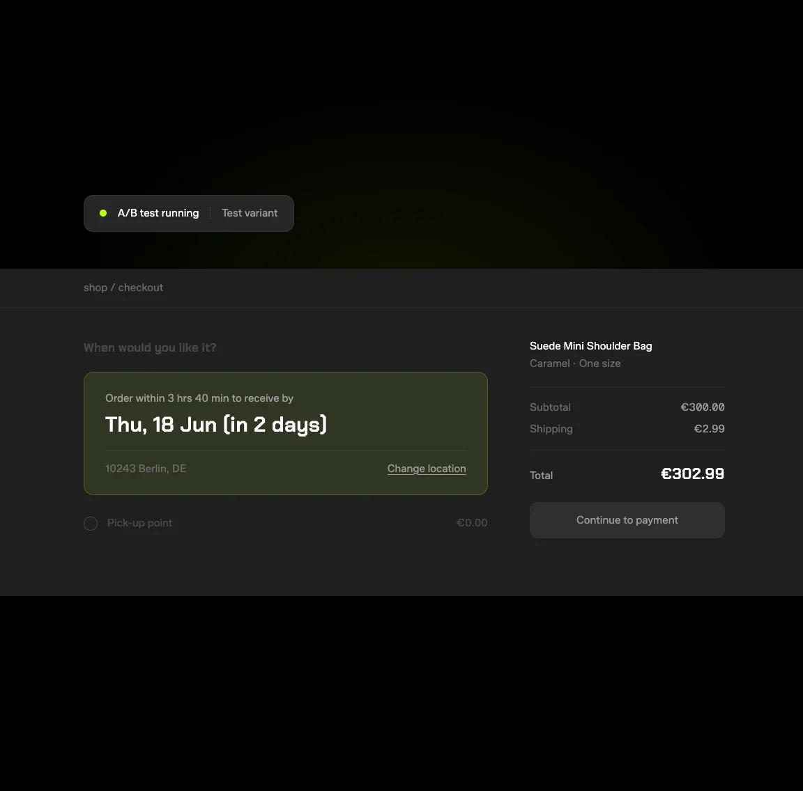 Checkout footer form