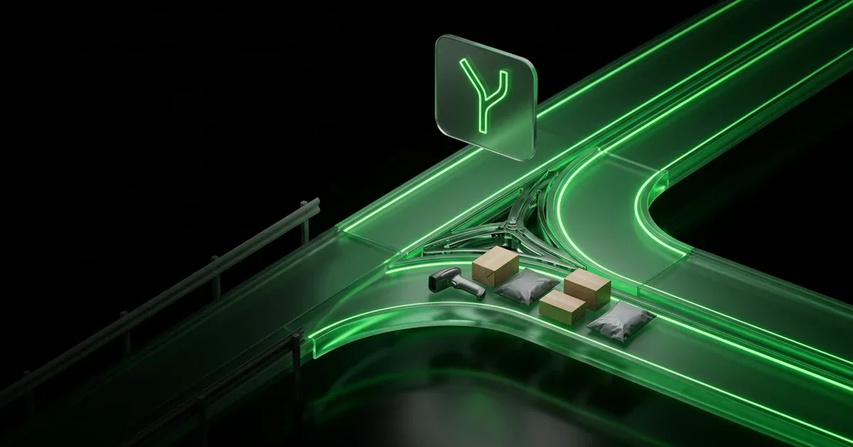 Parcels move along a glowing green track to Fix Last-Mile Exceptions to Protect Customer Retention |