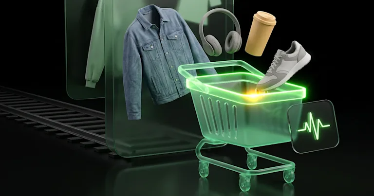 Glowing data blocks enter a metallic AI cube, exiting as shattered pieces with charts, showing Why AI Personalization Logisti