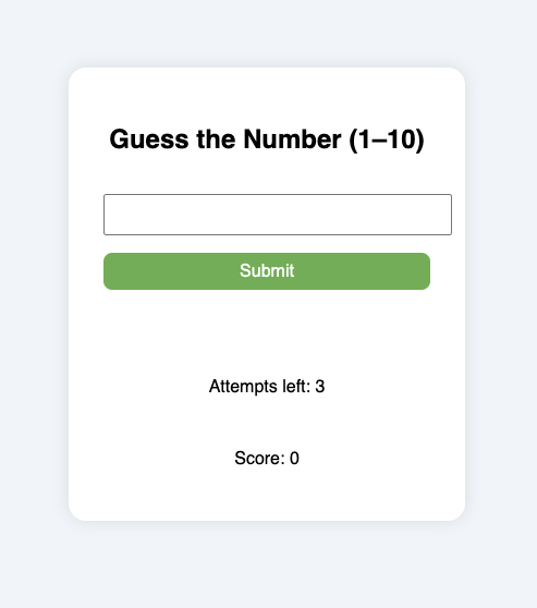 Project: Dynamic Number Guessing Game: Logic & UX Focus
