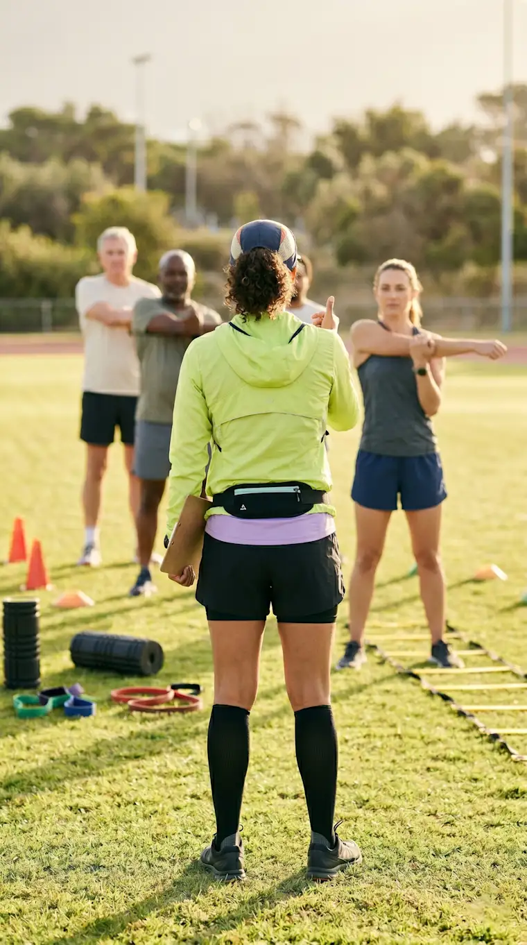 Beauty Wellbeing And Sport - Landscape - Running Coach - Action - Coach training group of people