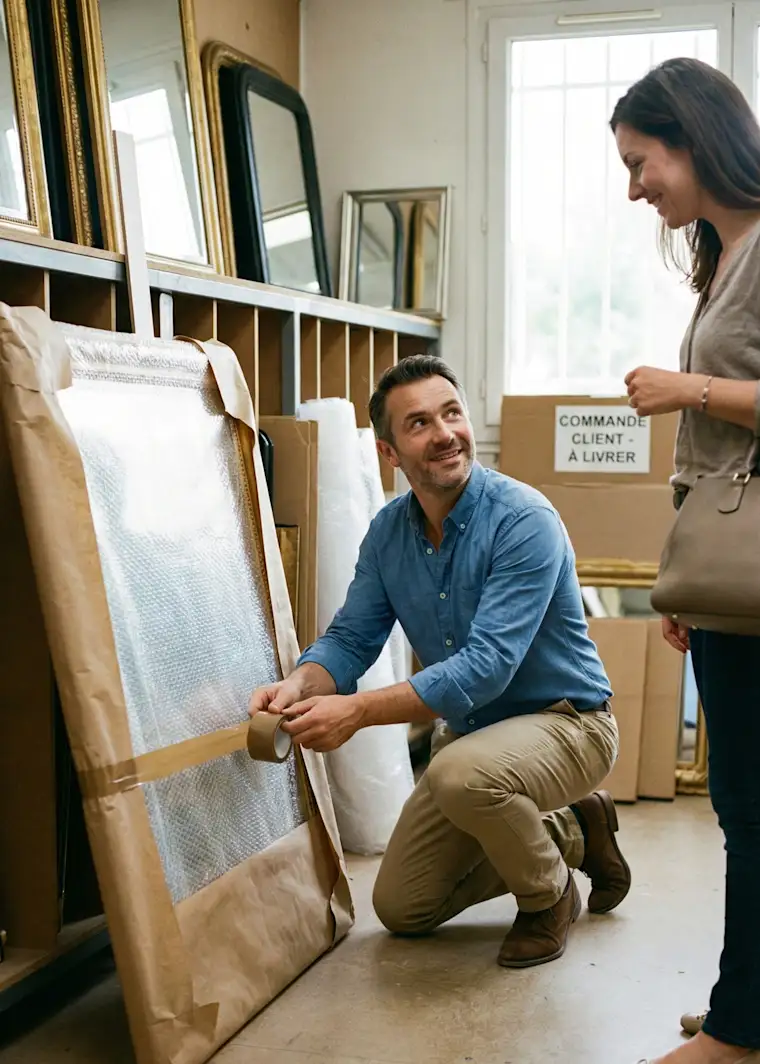 Retail-portrait-mirror-seller packing mirror