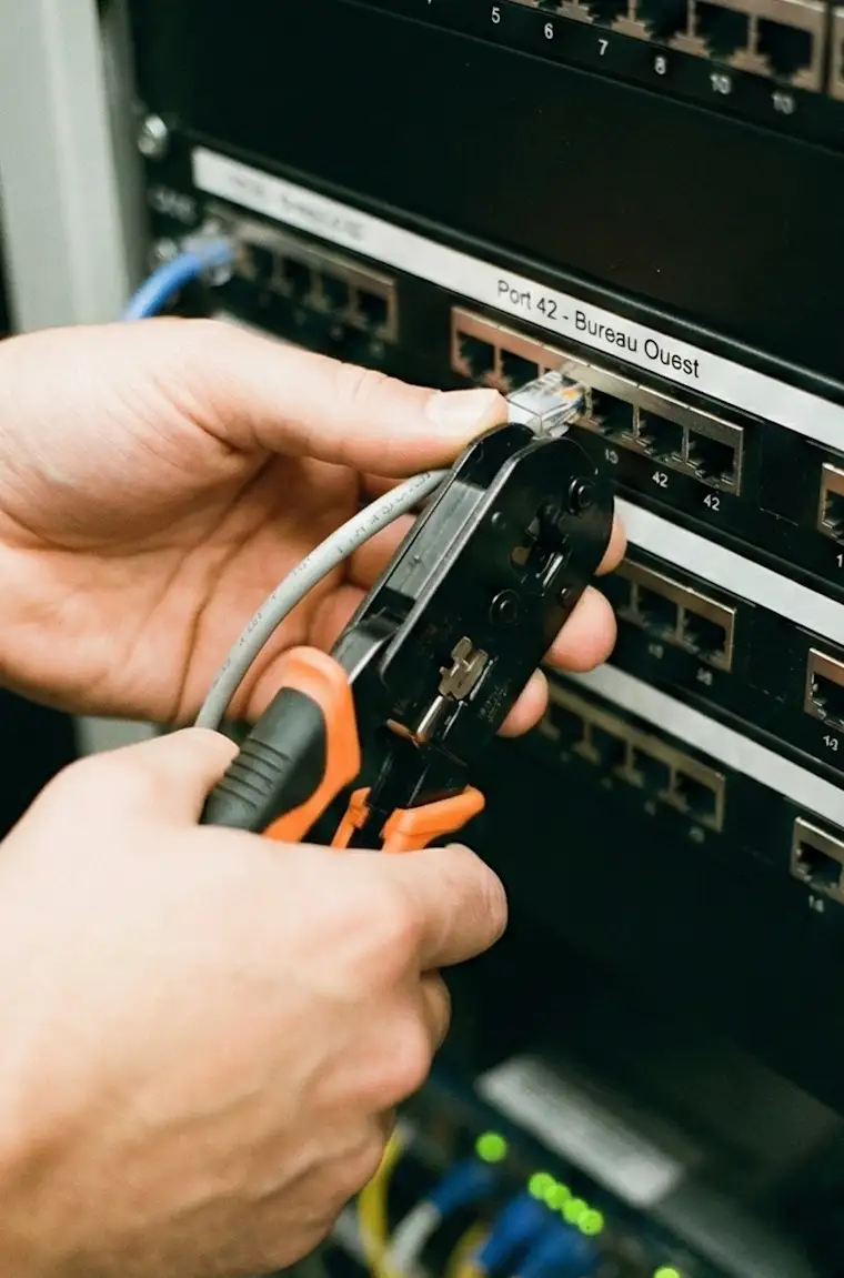 Tech&Digital-Portrait-Telecom system installation-close up installing