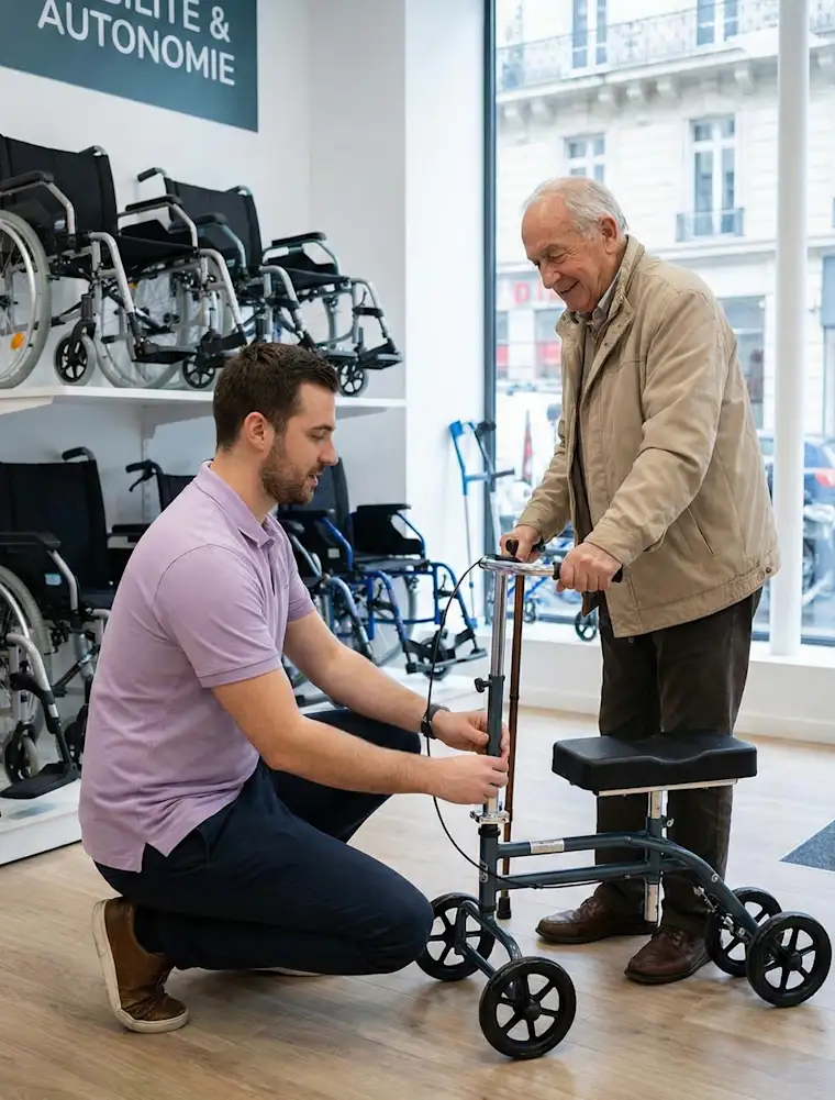 Health-portrait-medical shop-seller with client