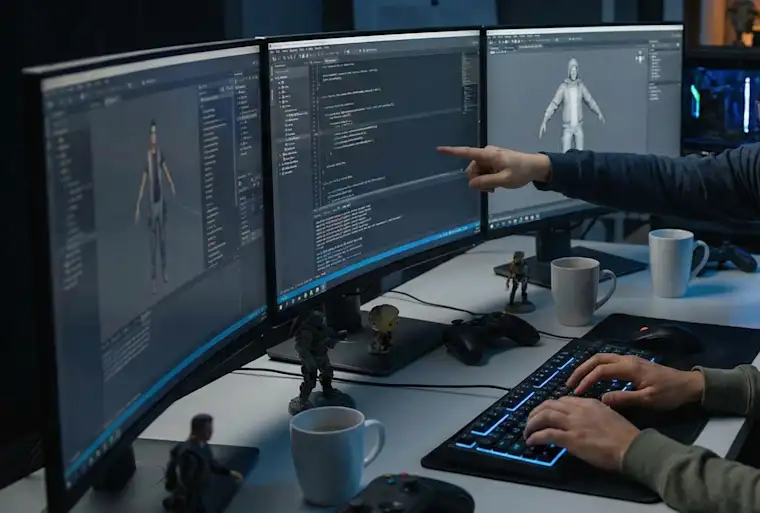 Tech And Digital - Landscape - Video Game Developer - Close Up Screen