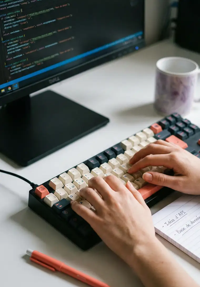 Tech And Digital - Portrait - It Prog - Close Up Hands Keyboard