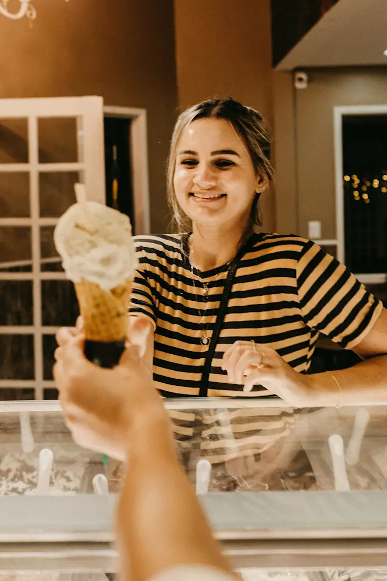 ice cream shop giving ice cream