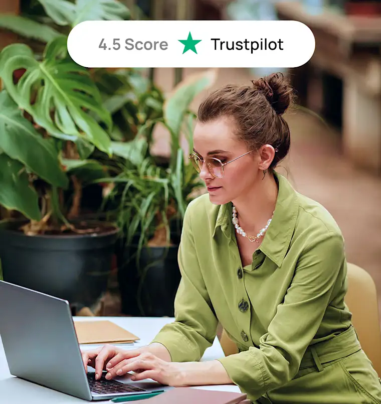 Generic - All - Trustpilot Badge over image of working entreprenur