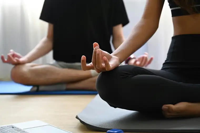 Beauty Wellbeing And Sport - Landscape - Yoga Instructor - Still - Closeup of hands in meditation mudra