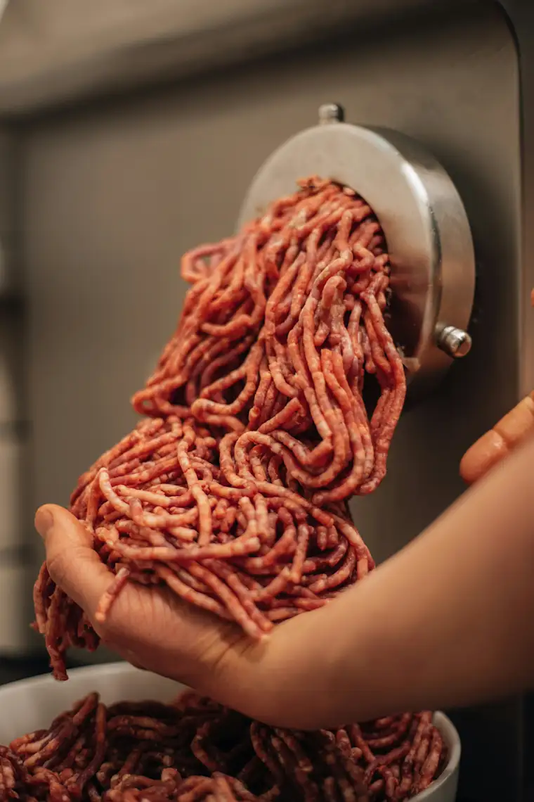 Food and Restaurants-portrait-butcher-fr-meat grinding