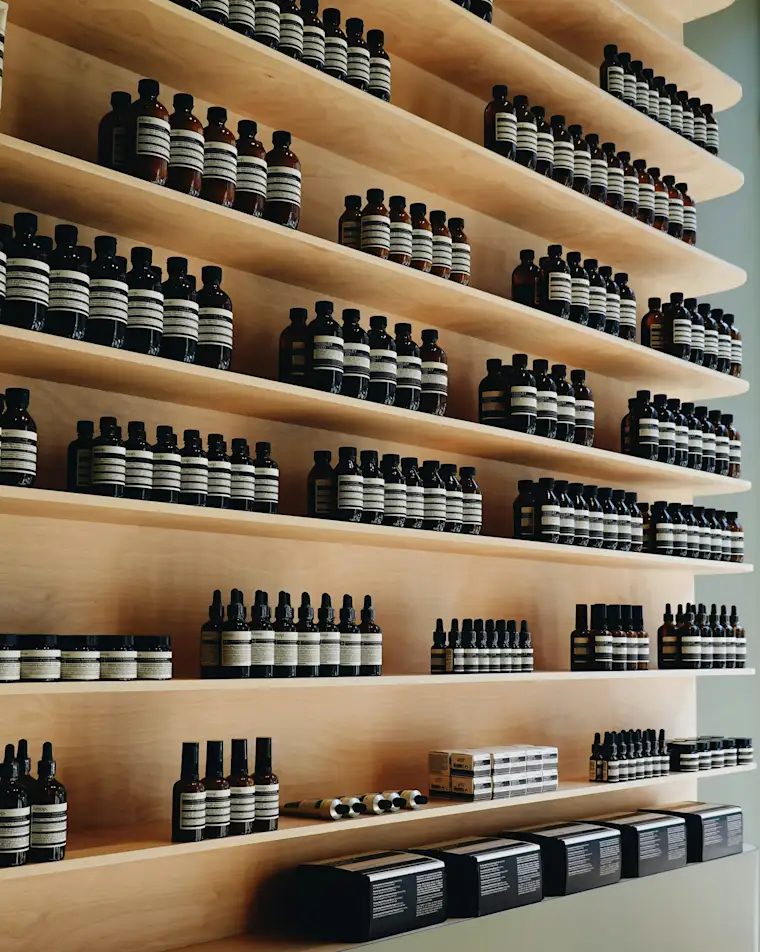 Beauty-portrait-cosmetics and soap shop-fr-shelves