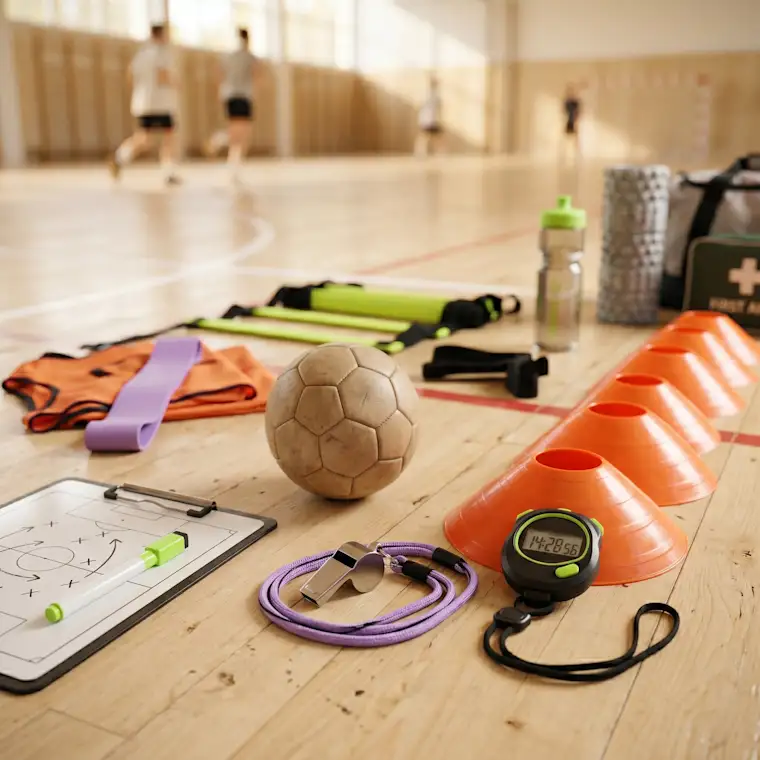 Beauty Wellbeing And Sport - Square - Handball Coach - Still - Closeup of training objects