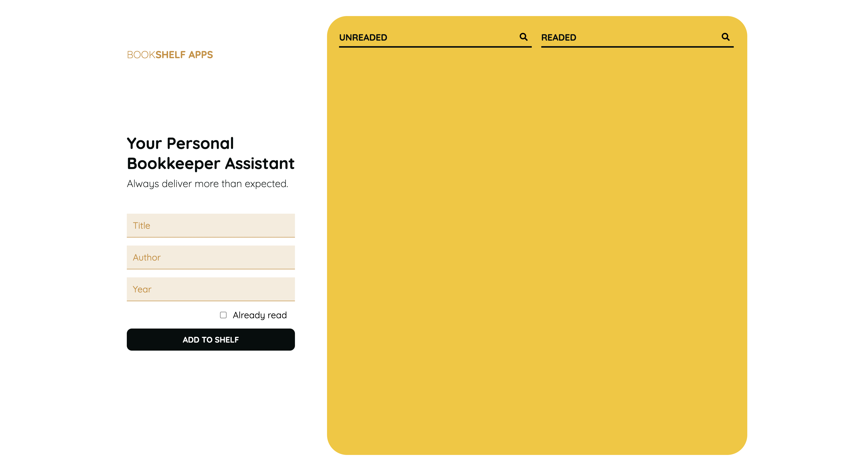 Bookshelf Landing Page