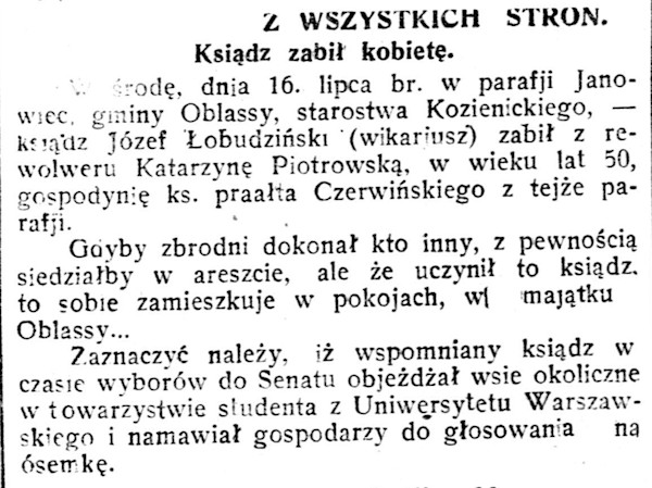 Ksiądz zabił kobietę