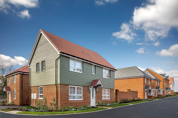 A computer generated image of a new-build detached home's exterior