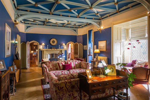 Grand reception room of a Jacobean castle for sale in Kirkby Stephen, Cumbria