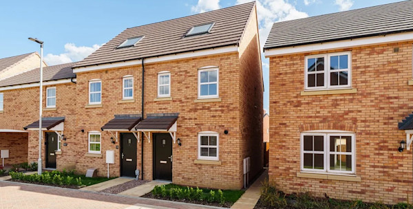 Semi-detached new-build houses in Peterborough, built by Persimmon