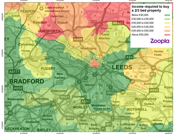 Heat map for first time buyer Leeds