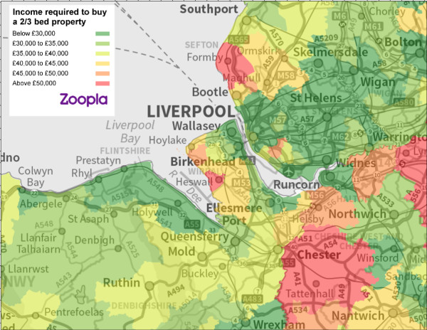 Map of what first time buyers can afford in Liverpool