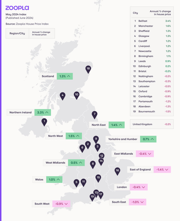 House Price Index May 2024: UK map of house prices