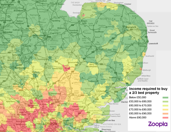 East of England property heat map