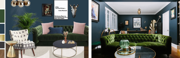 My Bespoke Room: how to create a dark navy & green lounge