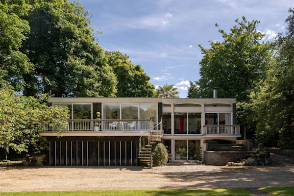 The exterior of a 1950s architectural house for sale in Reedley, Lancashire: £1.1m