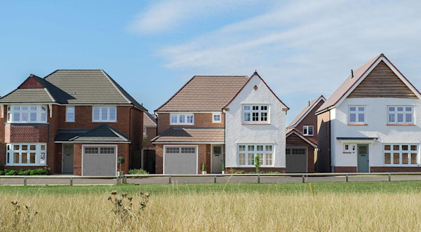 A row of large detached new-build houses built by Redrow in Rotherham