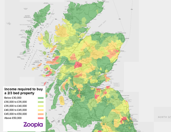 Map showing affordable housing in Edinburgh for first-time buyers