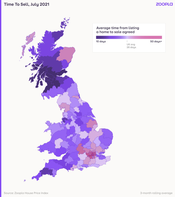 Time to sell - July 2021 House Price Index map