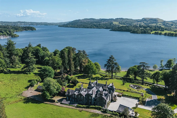 Aerial view of 11-bed lakeside property overlooking Lake Windermere: offers in region of £6m
