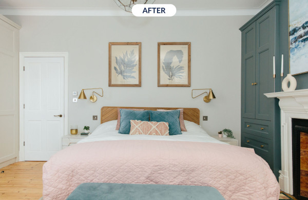 My Bespoke Room: A calming soft pink and blue bedroom - after