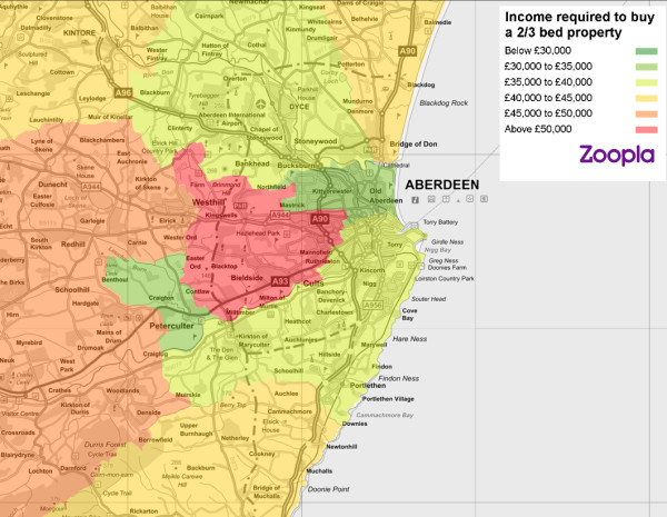 Map of first time buyer affordability in Aberdeen