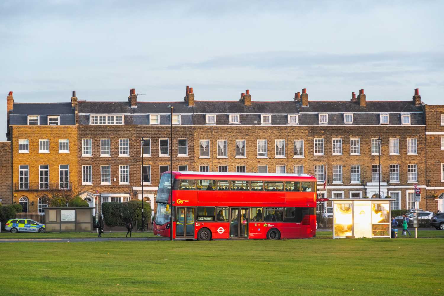 View of Lewisham with a red double-decker bus in the foreground