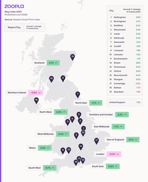 House Price Index June 2023 - map
