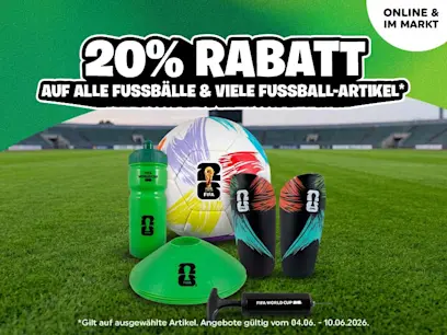 20% auf alle Fußbälle und viele Fußball-Artikel