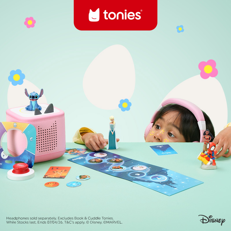 selection of The Easter Sale Tonies on the blue and white background 